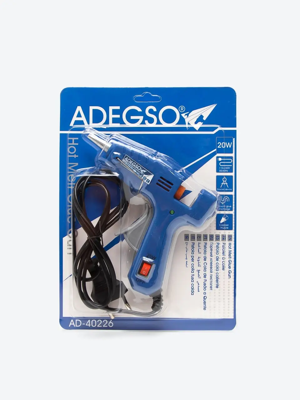Pistola de pegamento termofusible (silicona caliente)  ADEGSO AD-40226